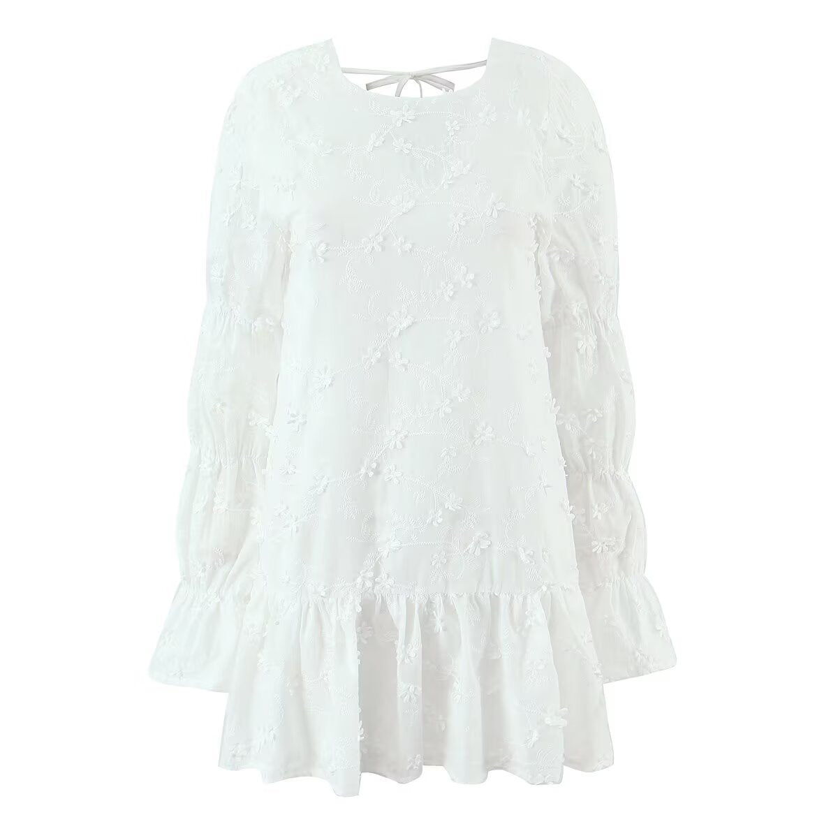 Damen luftiges Sommerkleid mit floralem Stickereidesign und voluminösen Ärmeln Stalluxe