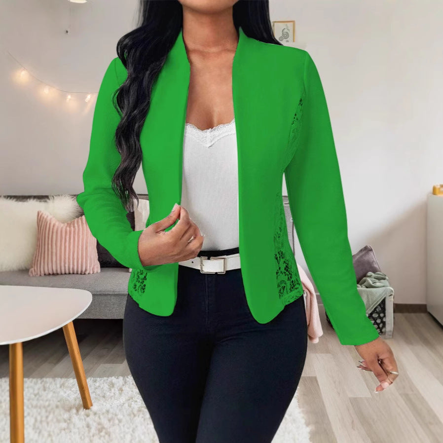 Damen elegante Blazerjacke mit Spitzenakzenten Stalluxe