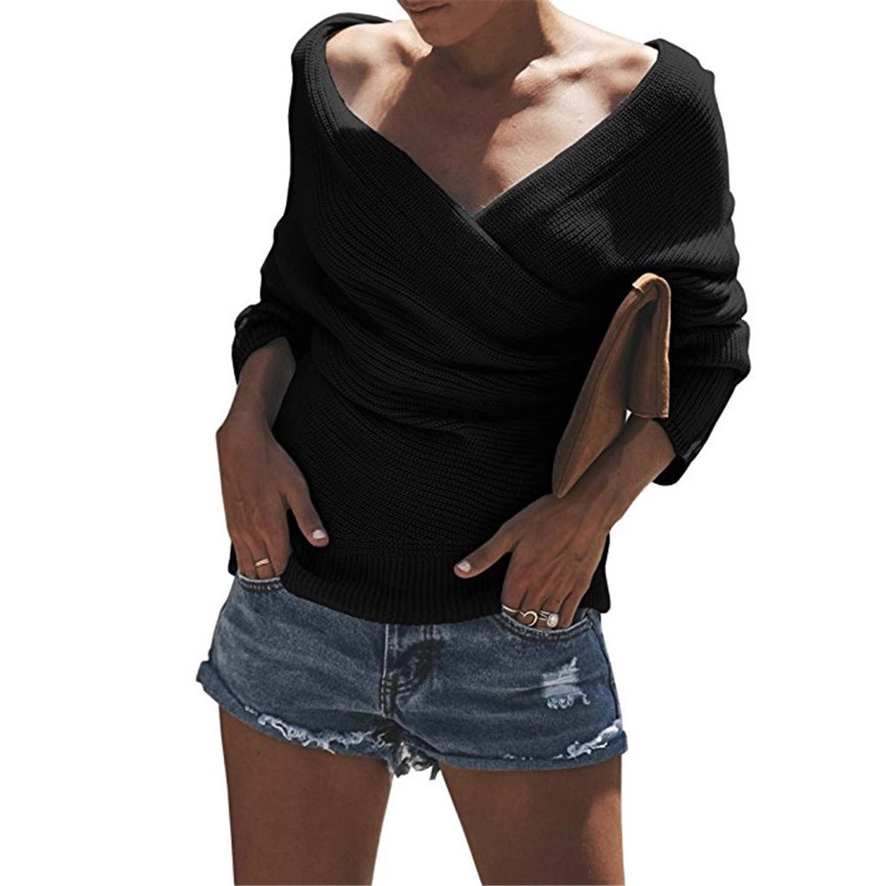 Damen Lässiger Strickpullover mit tiefem V-Ausschnitt und oversize Schnitt Stalluxe