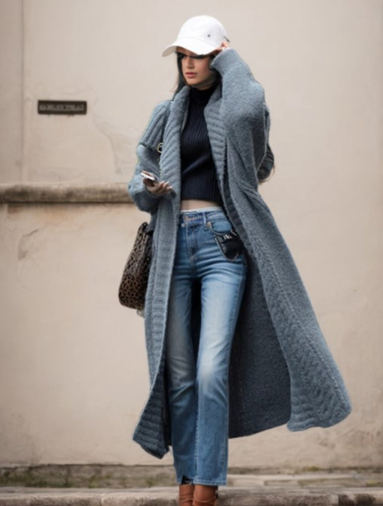 Damen Strickmantel mit strukturiertem Design und voluminösen Ärmeln Stalluxe