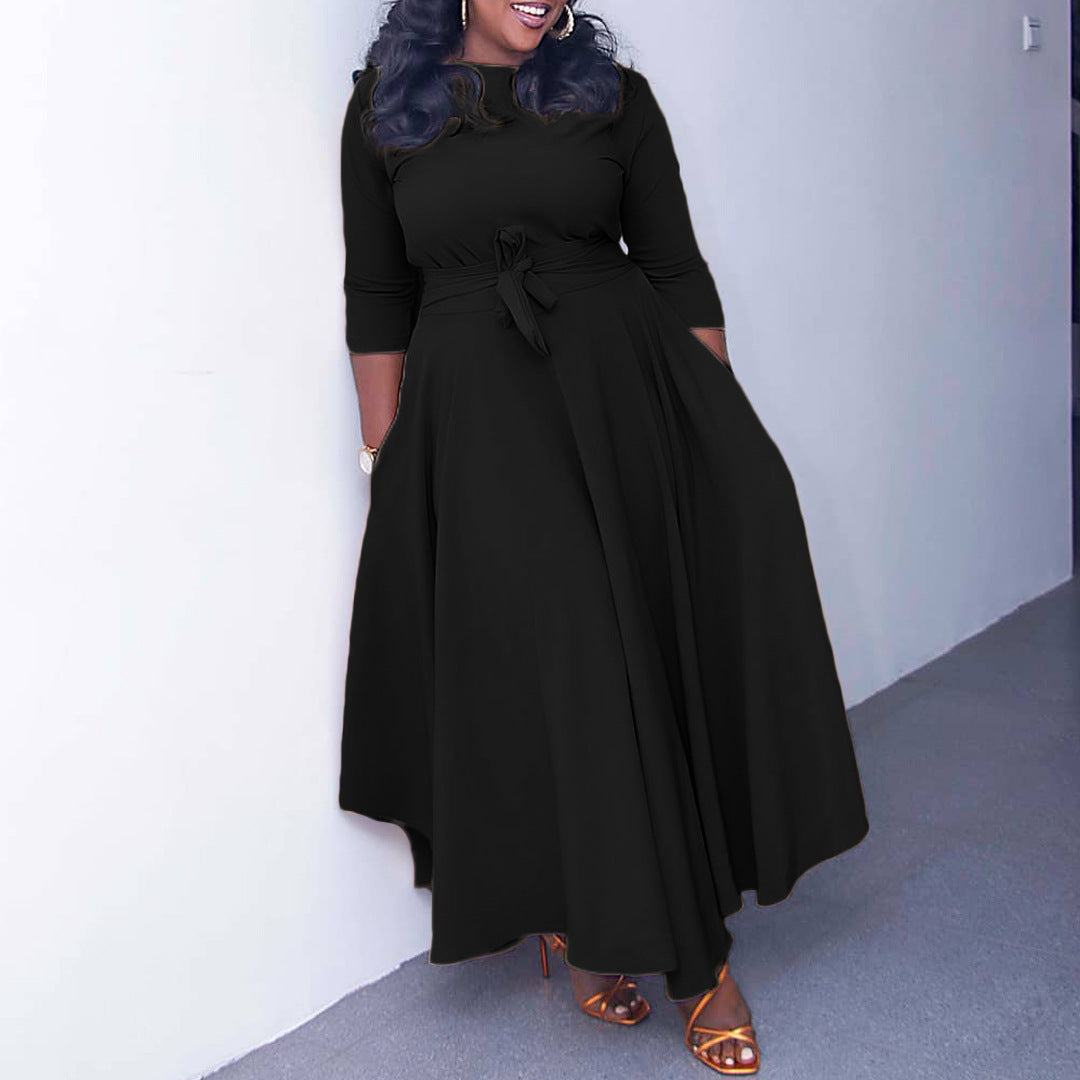Damen Maxikleid mit Taillengürtel Stalluxe