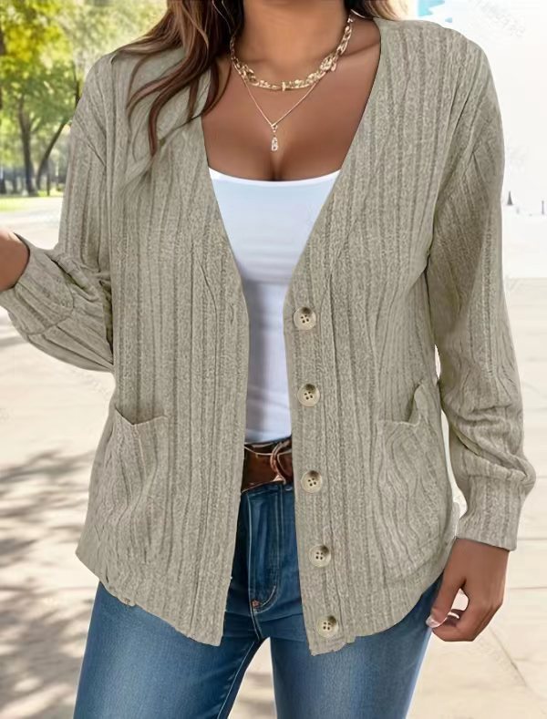 Women's Textured Button-Up Cardigan Stalluxe
