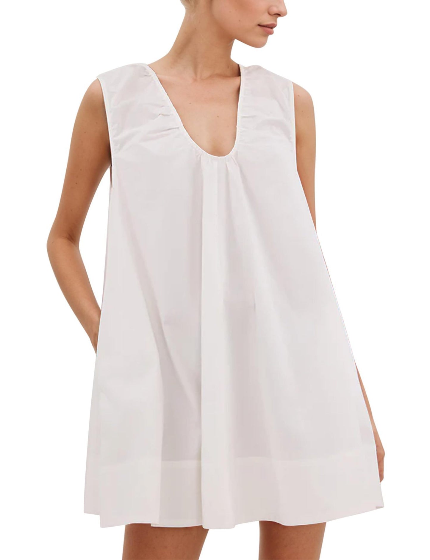 Damen Lässiges Sommerkleid mit Rüschen-Ausschnitt Stalluxe