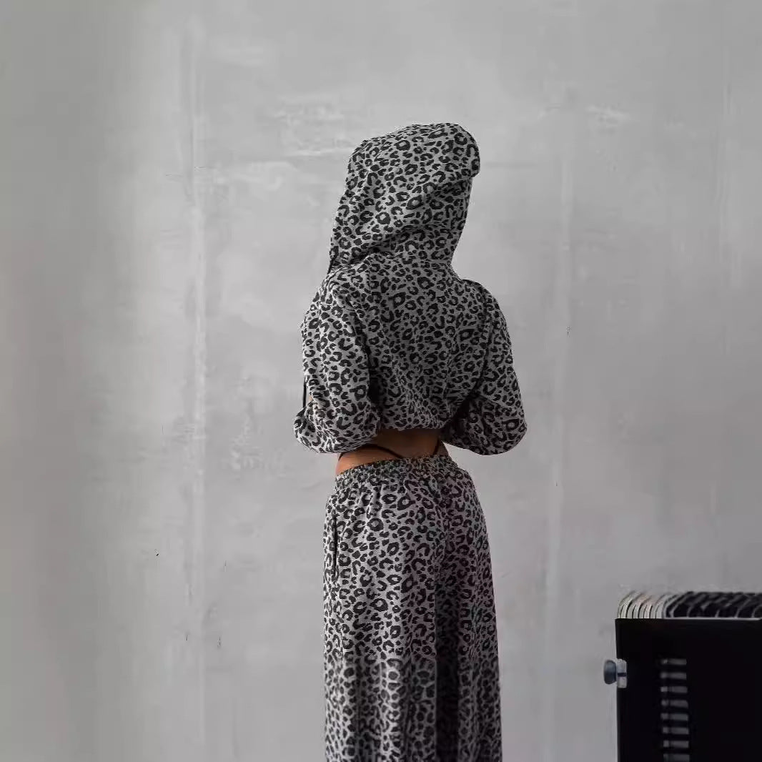 Damen Lässiges Set mit Leopardenmuster und weitem Schnitt Stalluxe