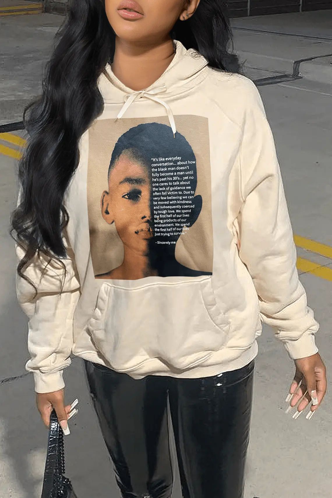 Damen Kapuzenpullover mit kreativem Grafikdruck und innovativem Schnitt Stalluxe