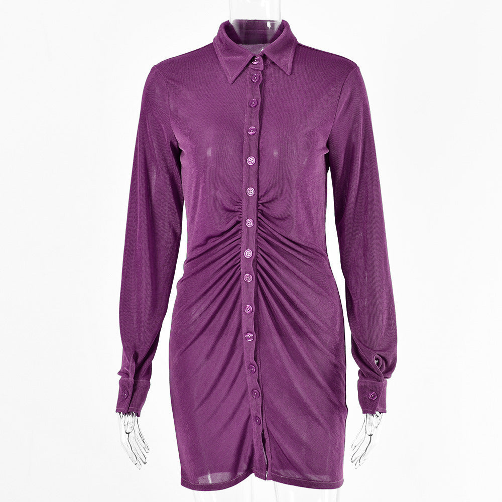 Damen Knielanges Hemdkleid mit Knopfleiste und Raffungen Stalluxe