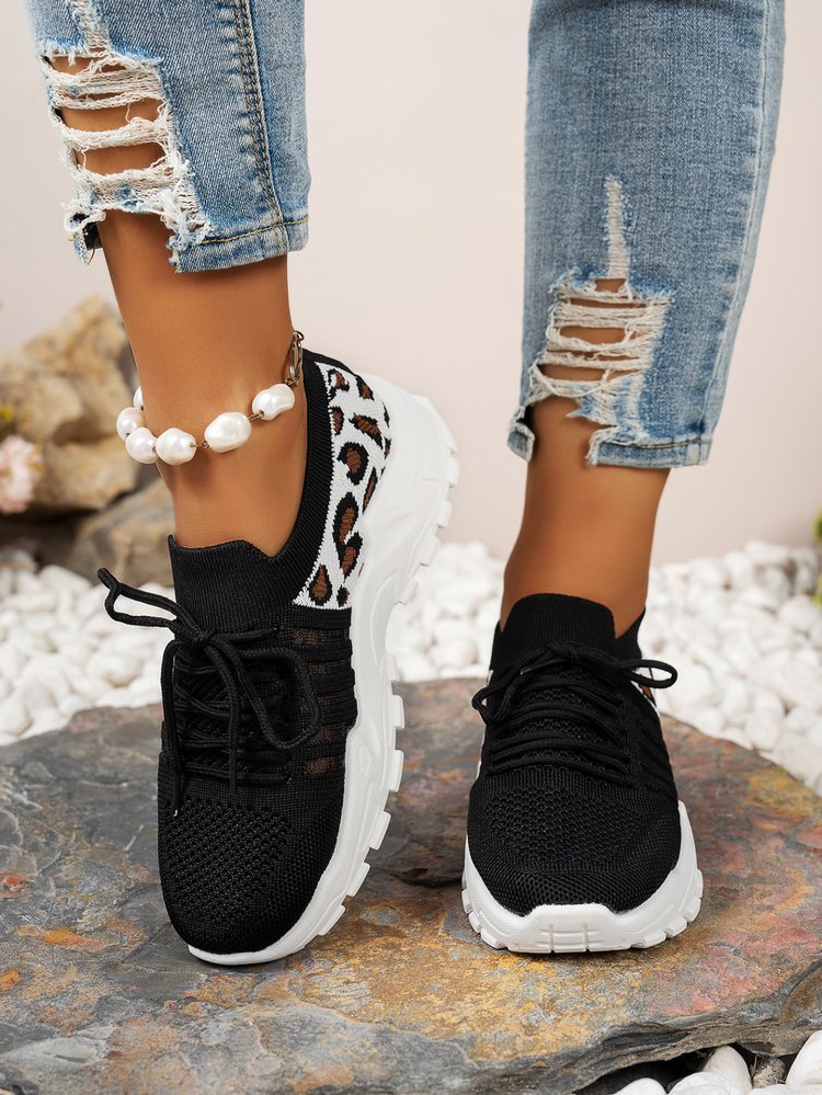 Damen Sportliche Sneaker mit luftiger Mesh-Oberfläche und trendigem Leopardenmuster Stalluxe