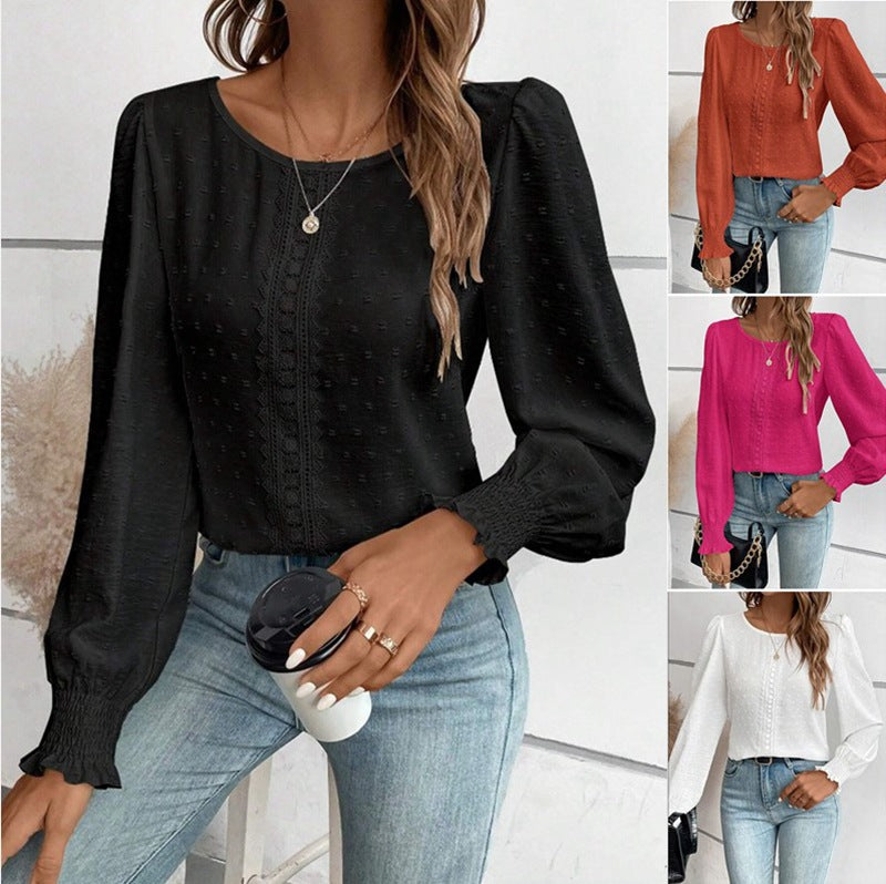 Damen luftige Bluse mit feinem Stickmuster Stalluxe