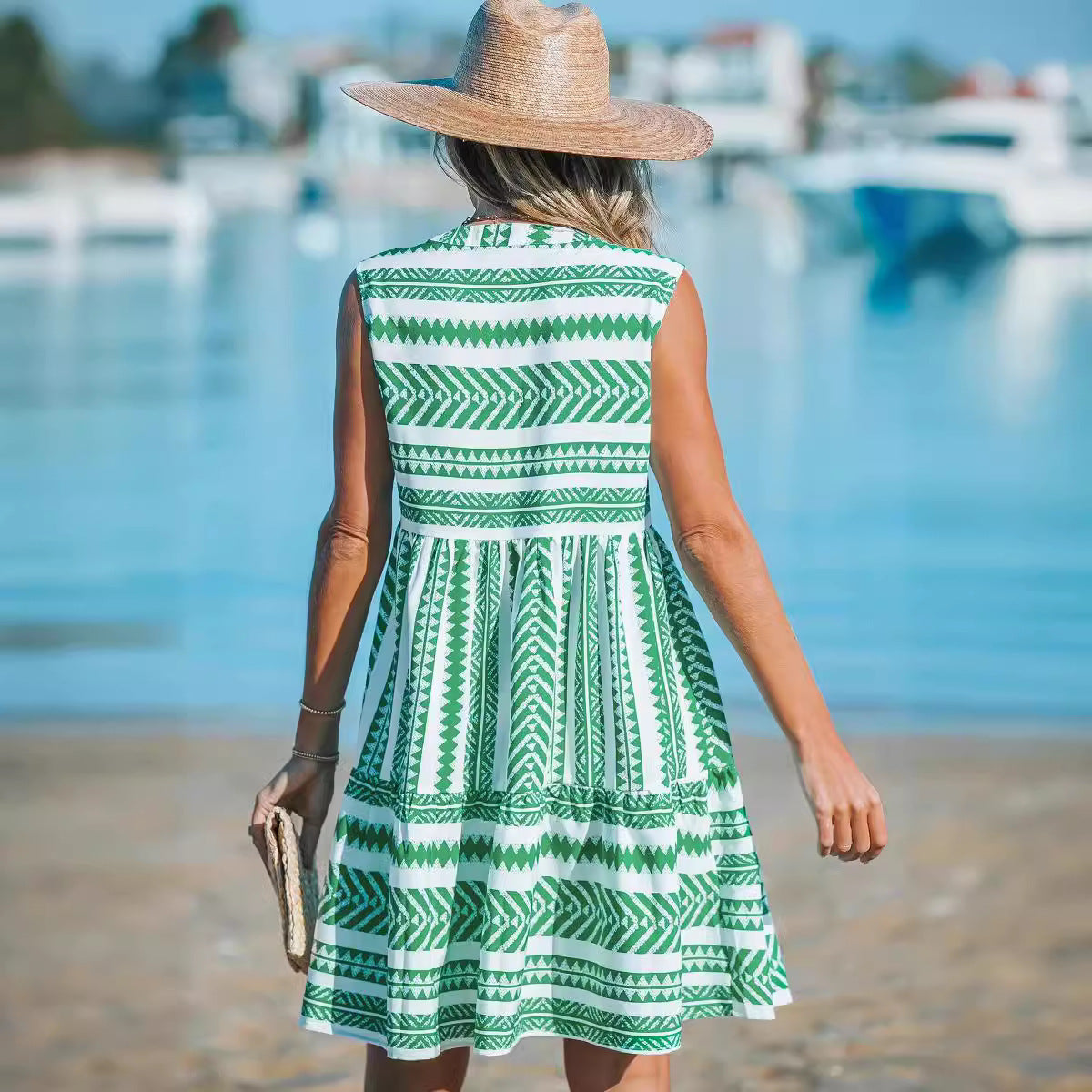 Damen Freizeitkleid mit modernen geometrischen Mustern Stalluxe