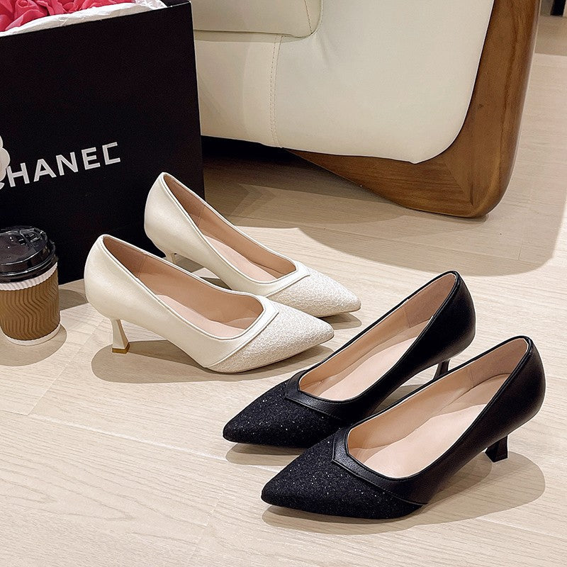 Damen elegante Pumps mit feinem Spitzenbesatz Stalluxe