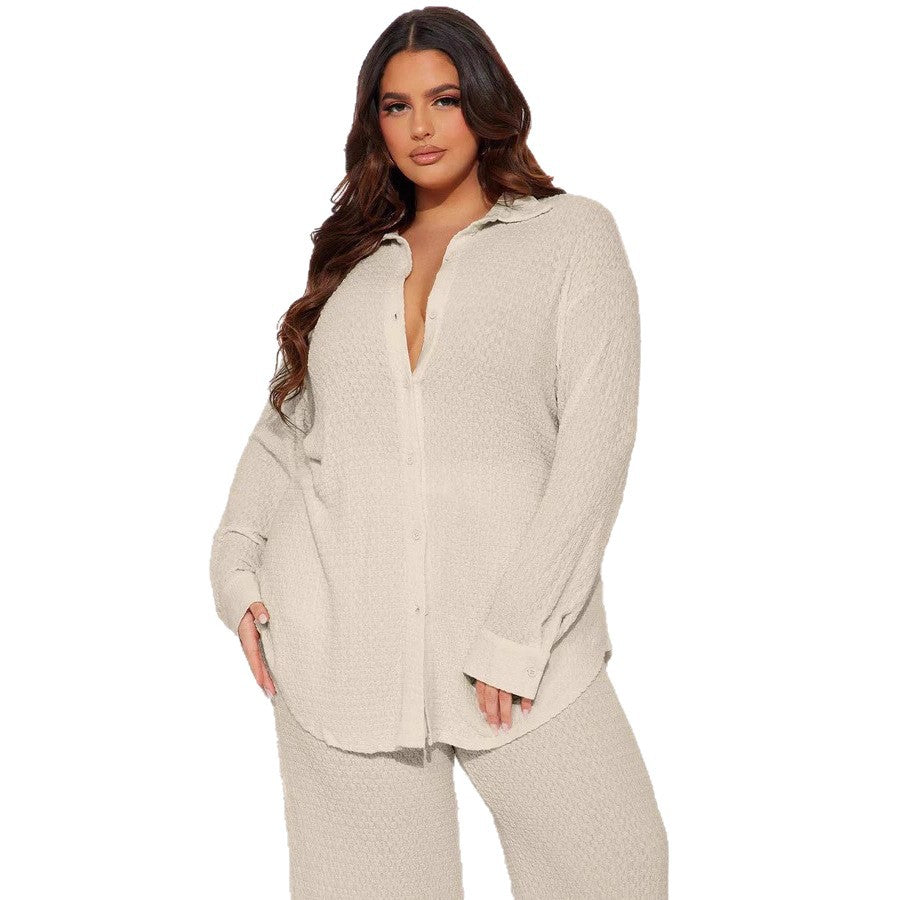 Damen Oversized Hemdbluse mit strukturiertem Gewebe Stalluxe