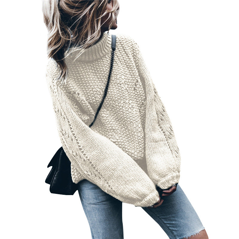 Damen Grobstrickpullover mit weitem Schnitt und modischem Rollkragen Stalluxe