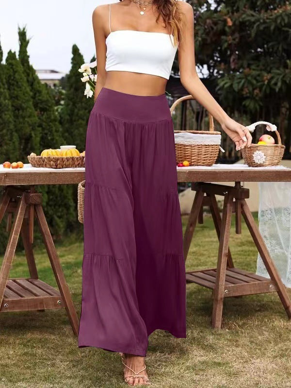 Damen Weit geschnittene Sommerhose mit elastischem Bund und fließendem Schnitt Stalluxe