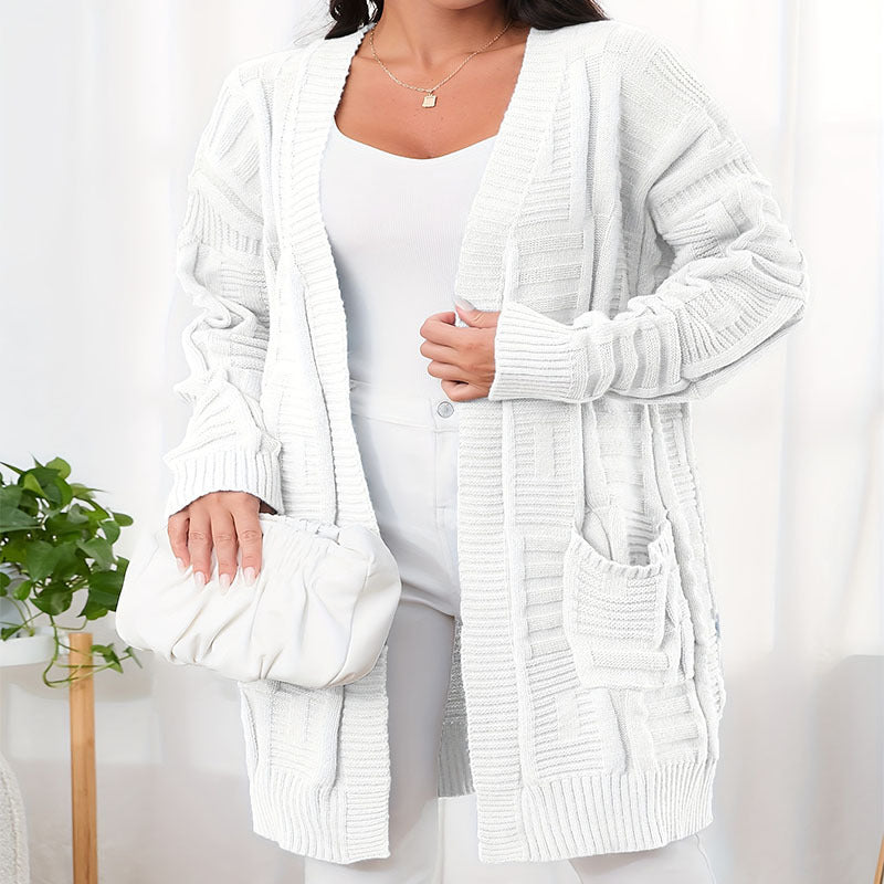 Damen Strickjacke mit strukturiertem Muster und praktischen Taschen Stalluxe