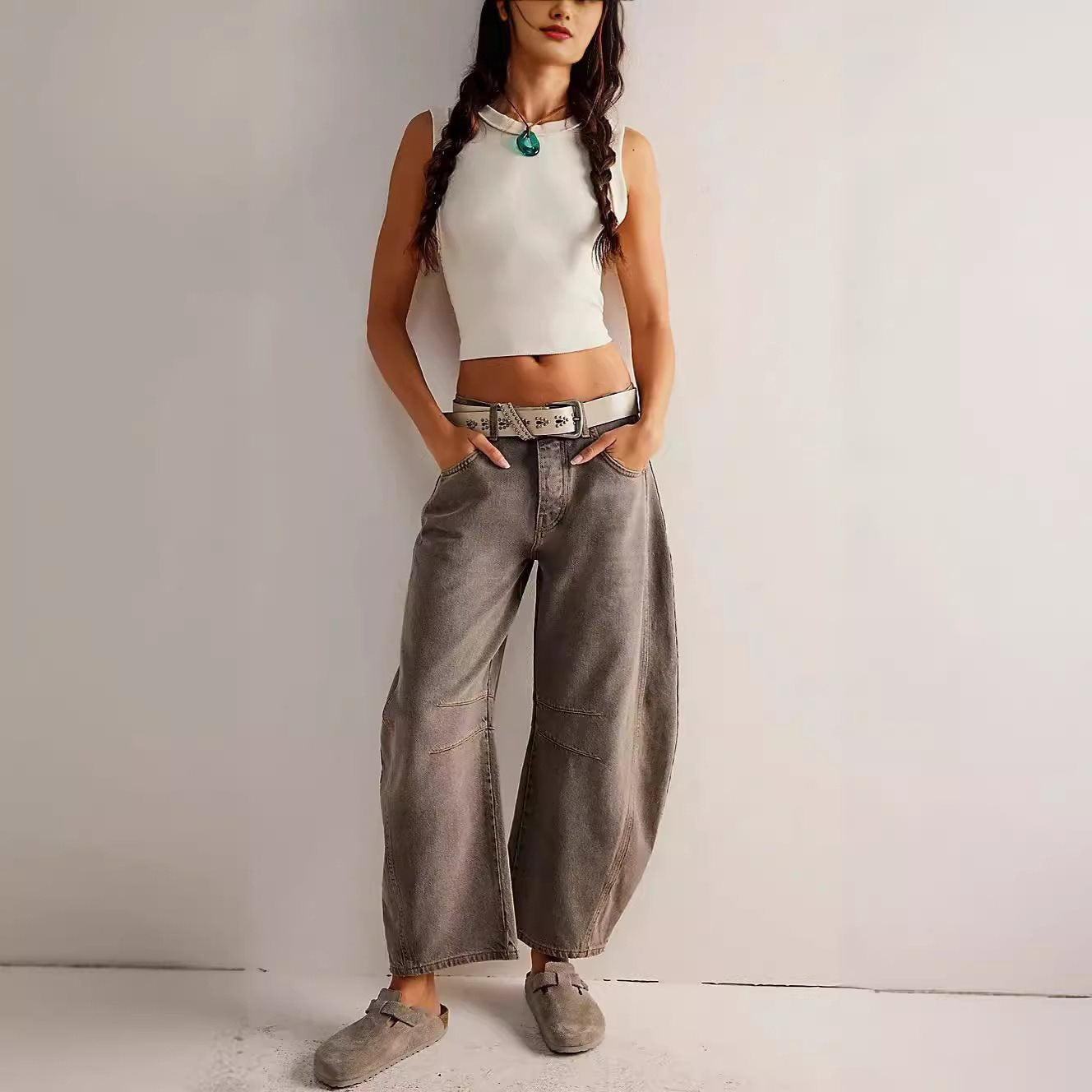 Damen Bequeme und lässige Jeans mit weitem Schnitt Stalluxe