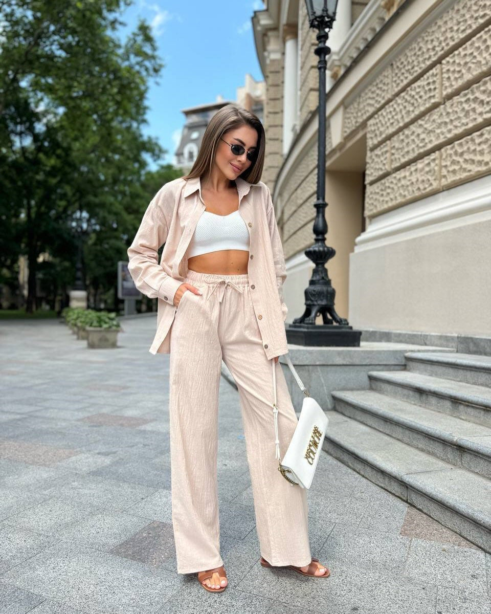 Damen modische weit geschnittene Jacke und Hose Set Stalluxe