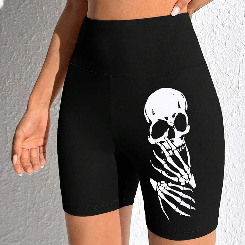 Damen Sportliche Radlerhose mit auffälligem Skelett-Print Stalluxe