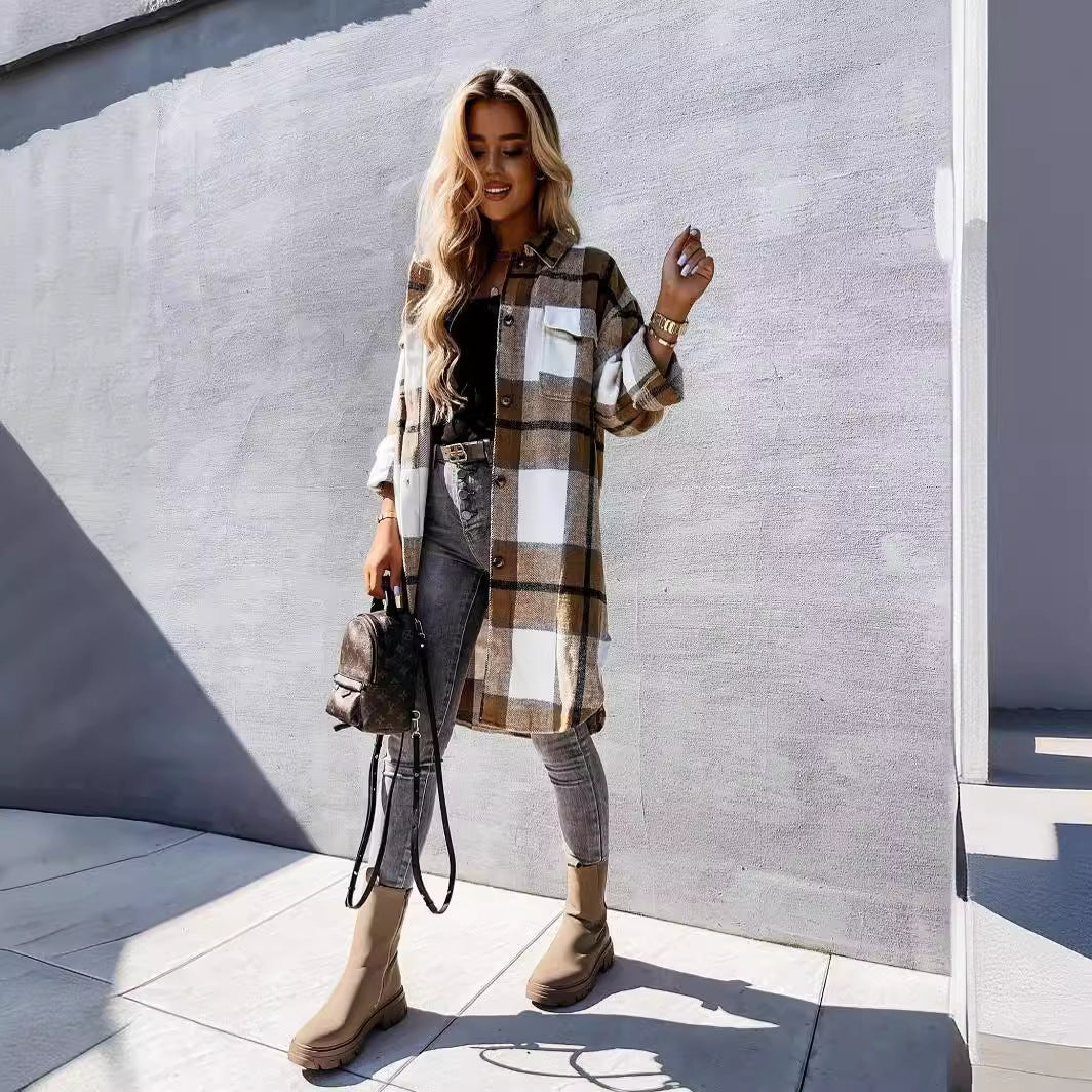 Damen Flanell-Hemdjacke im karierten Design Stalluxe