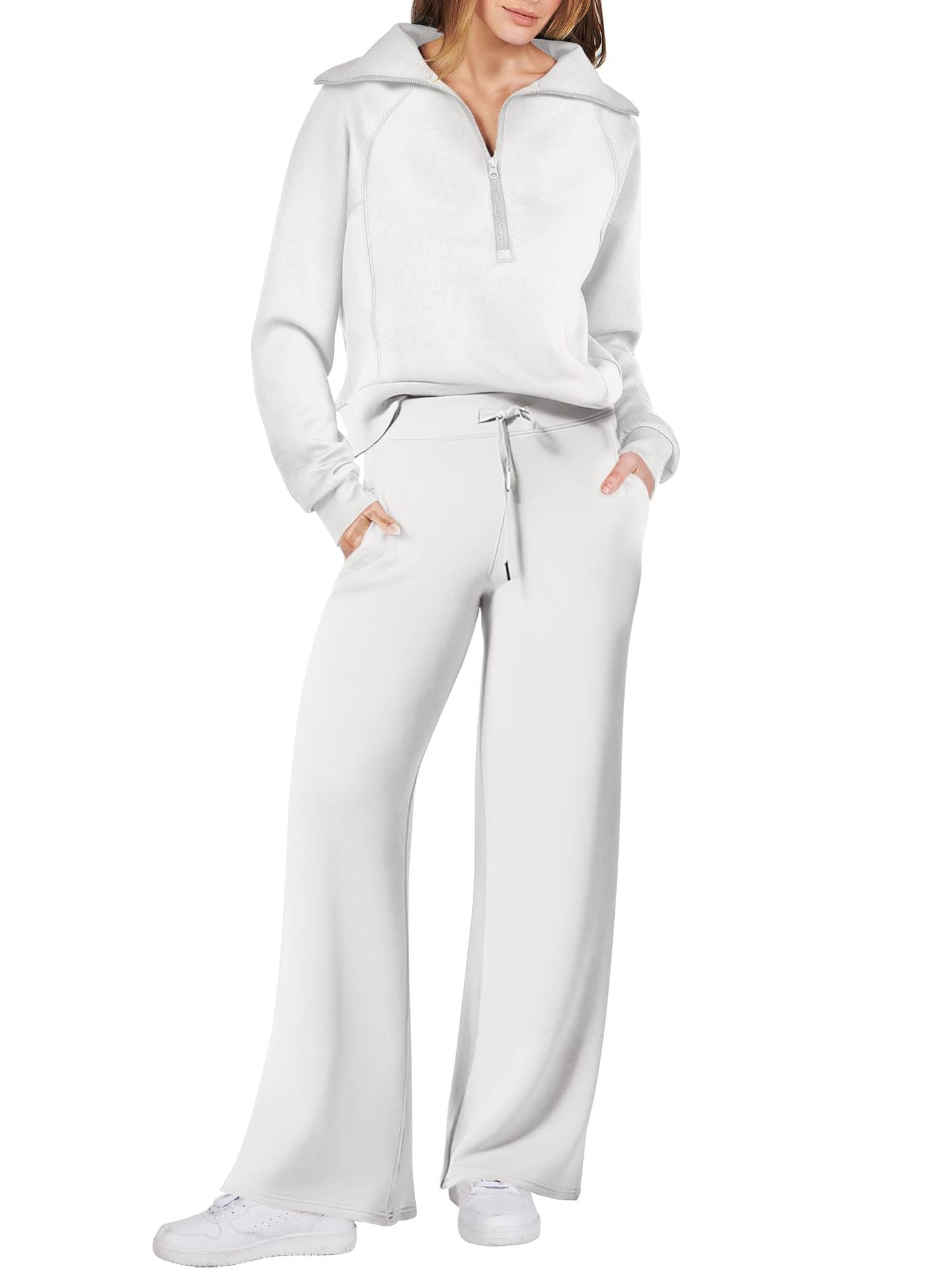Damen Sportliches Set mit Reißverschluss und weiten Hosen Stalluxe