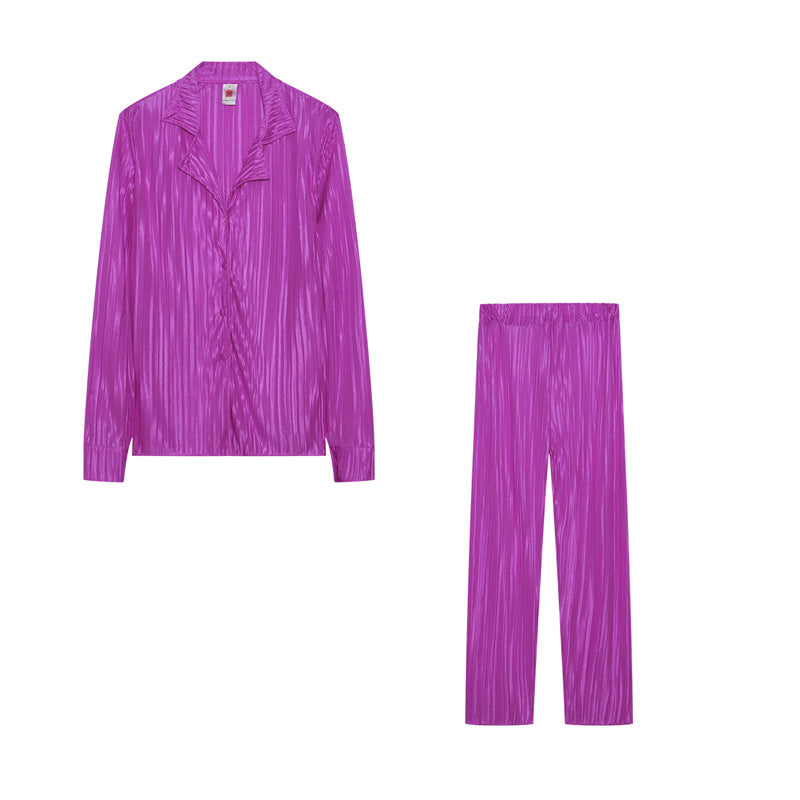 Damen Satin Schlafanzug mit elegantem Rippendesign Stalluxe