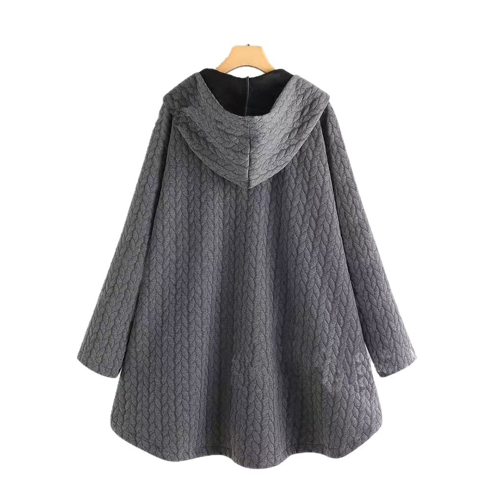 Damen gemusterte Kapuzenjacke mit Knopfdetails und großen Taschen Stalluxe
