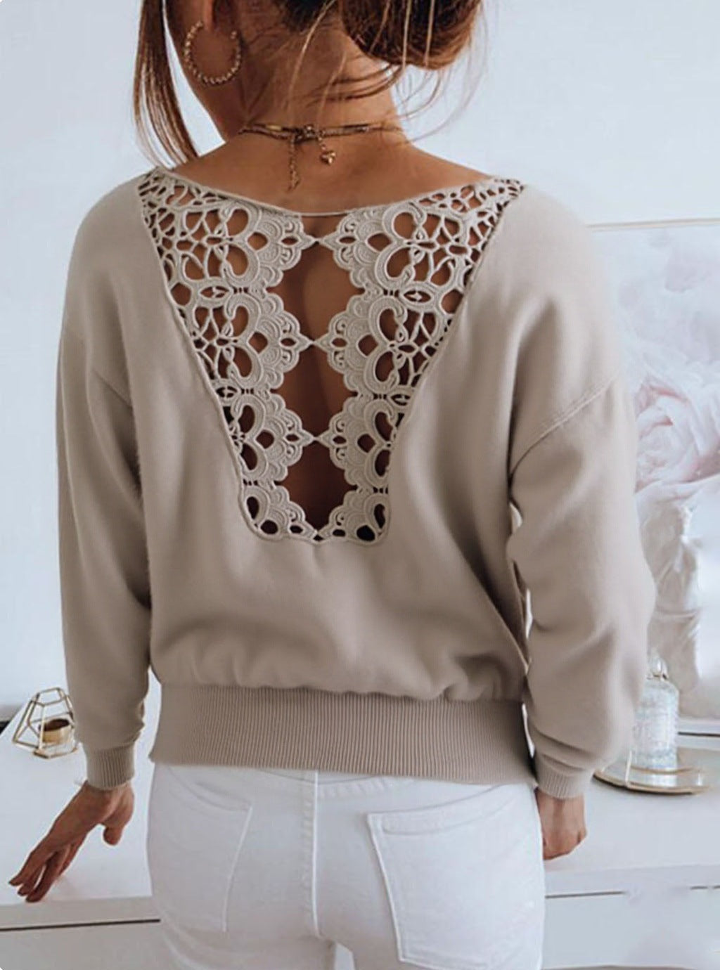 Damen Strickpullover mit exquisitem Häkel-Detail Stalluxe