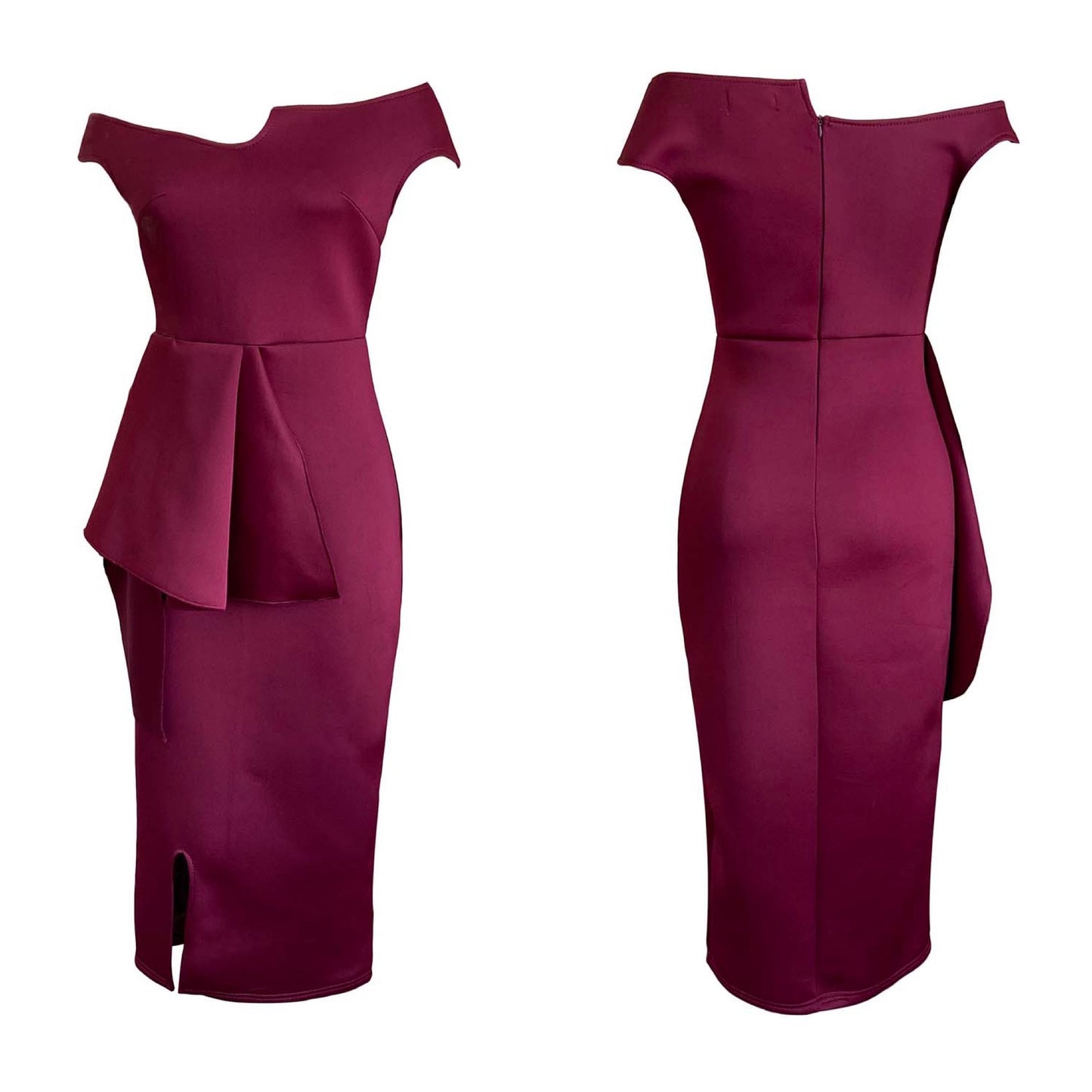 Damen Etuikleid mit asymmetrischen Falten und elegantem Schlitz Stalluxe