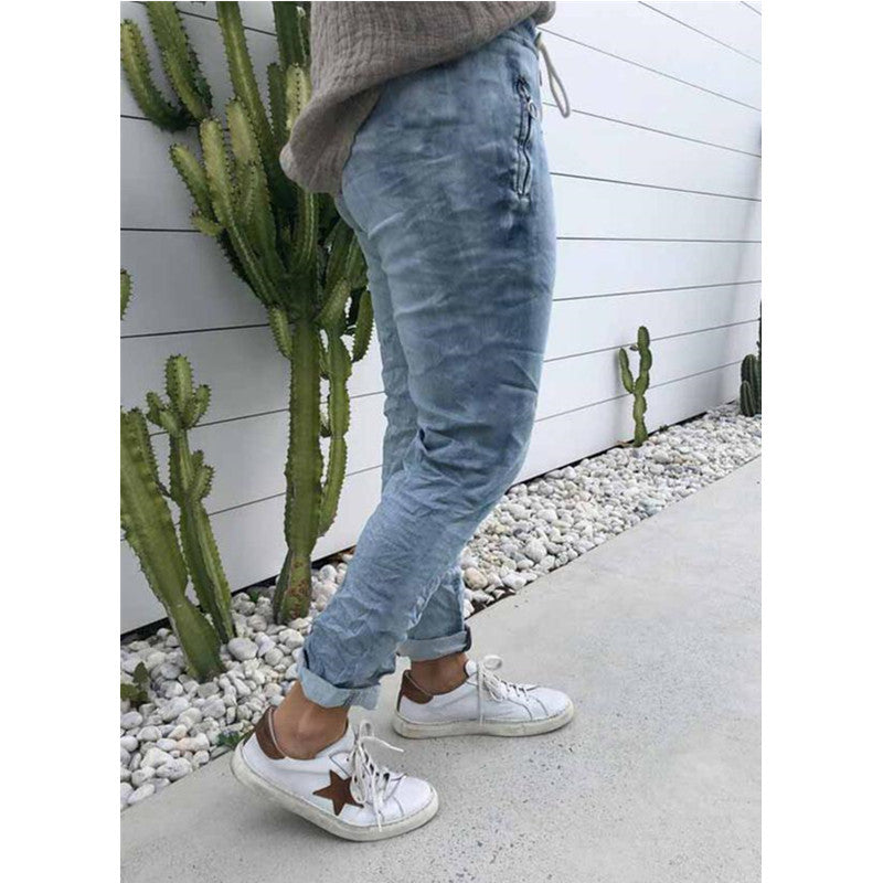 Damen lässige Jogginghose mit elastischem Bund und seitlichen Reißverschlüssen Stalluxe