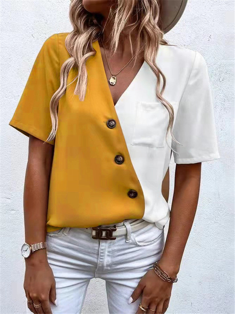 Damen Trendige Bluse mit asymmetrischem Schnitt und Knopfdetail Stalluxe