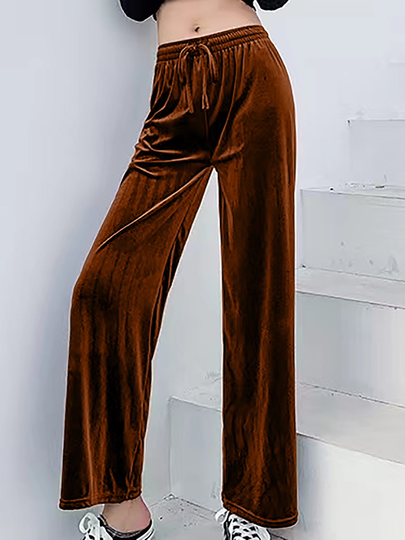 Damen weiche und lässige Lounge-Hose aus Samt Stalluxe