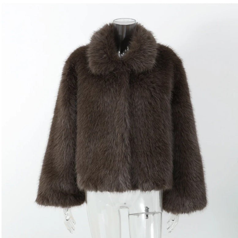 Damen Elegante Kunstfelljacke mit weichem Kragen und luxuriösem Look Stalluxe