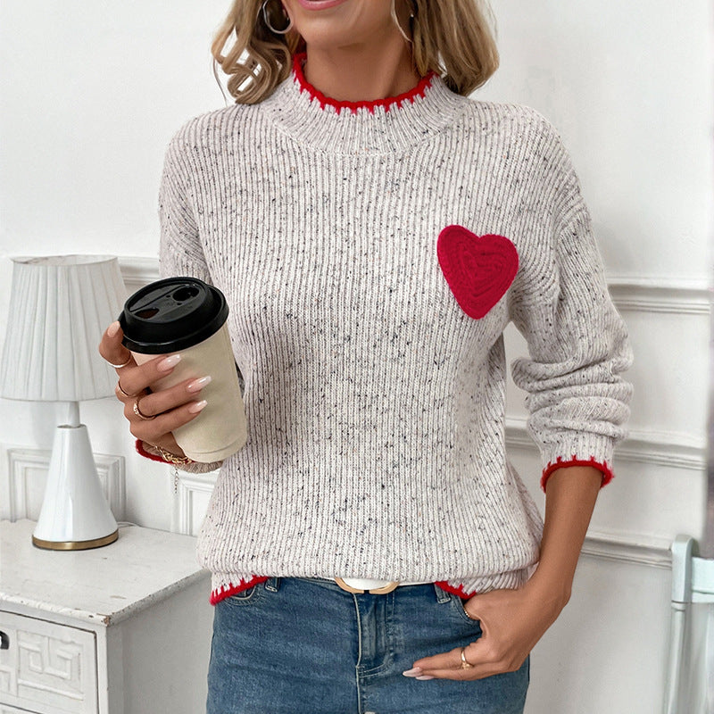 Damen Pullover mit Herzapplikation Stalluxe