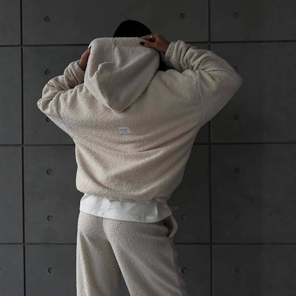 Damen Gemütlicher Fleece-Hoodie mit weiten Hosen Stalluxe