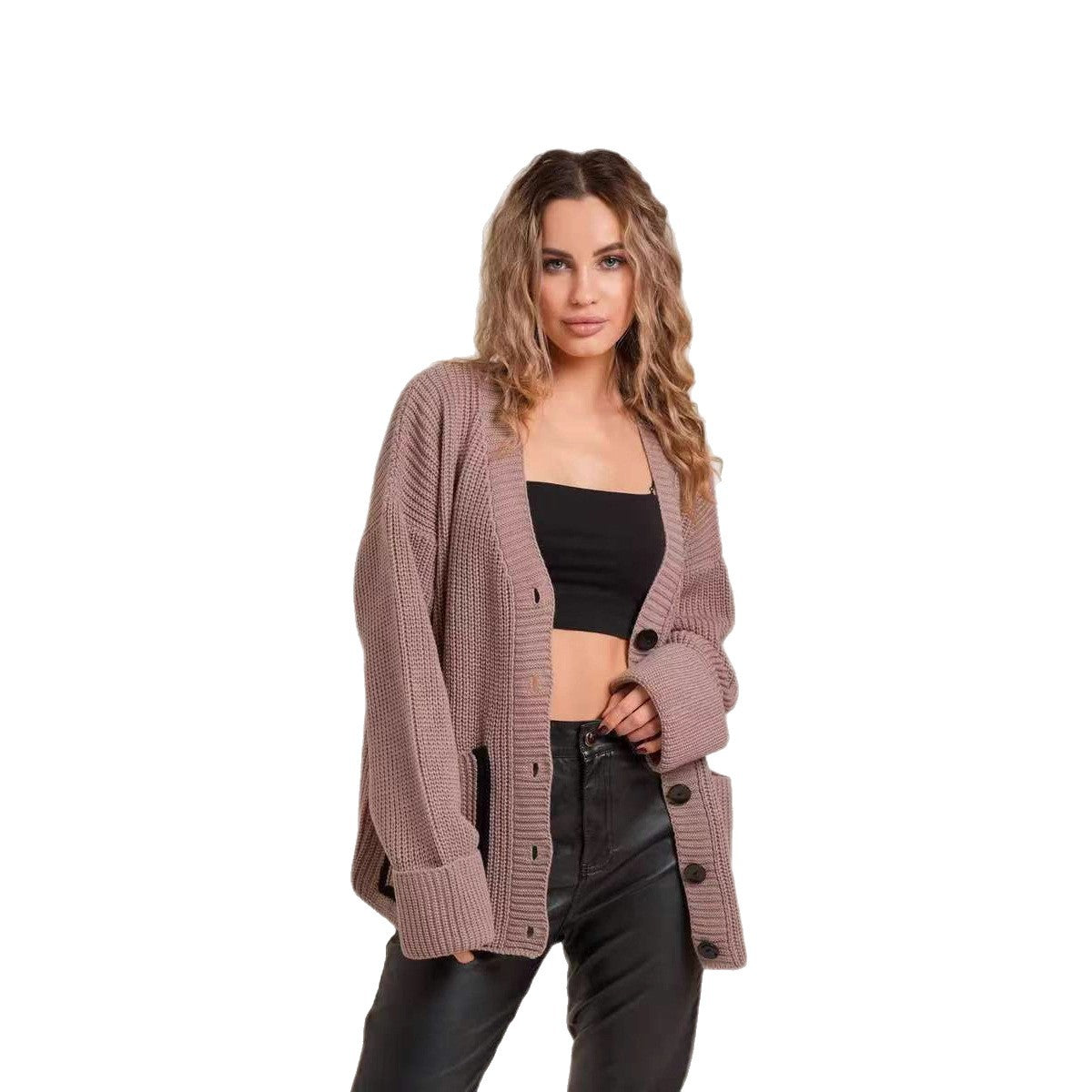 Damen Großer Strickcardigan mit dekorativen Knopfdetails und lässigem Schnitt Stalluxe
