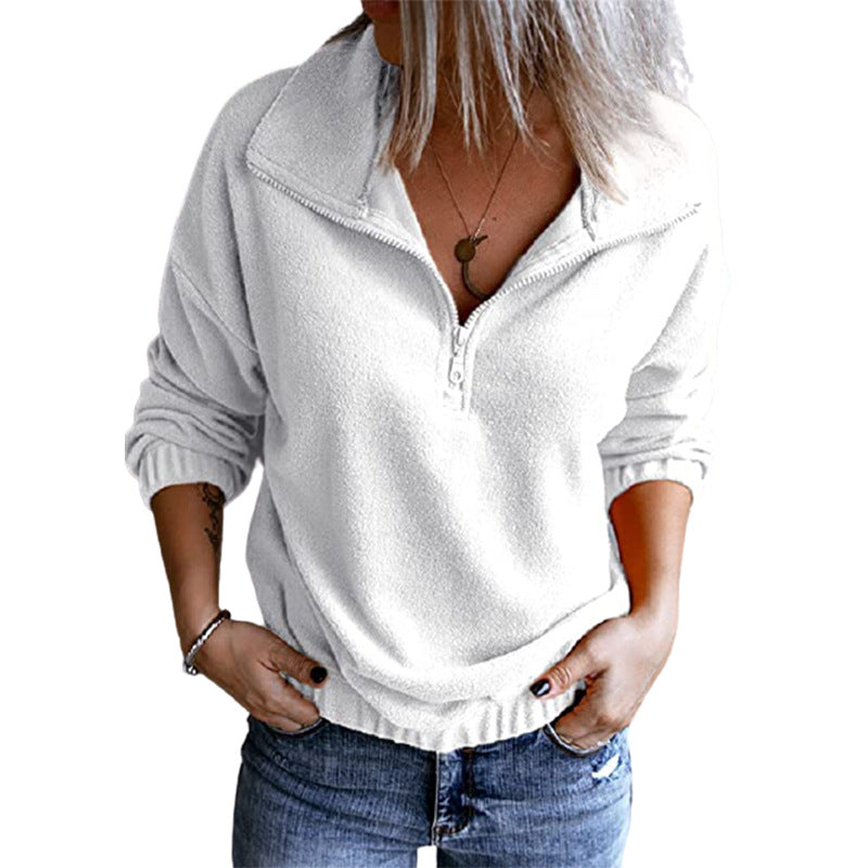 Damen Fleece Pullover mit halbem Reißverschluss und lässigem Schnitt Stalluxe