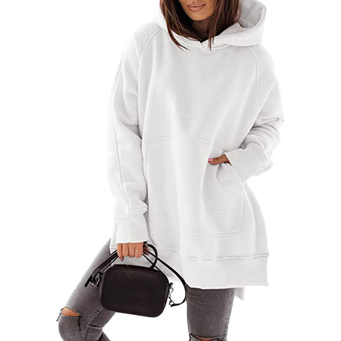 Damen Oversized Kapuzenpullover mit seitlichen Schlitzen und modischem Design Stalluxe