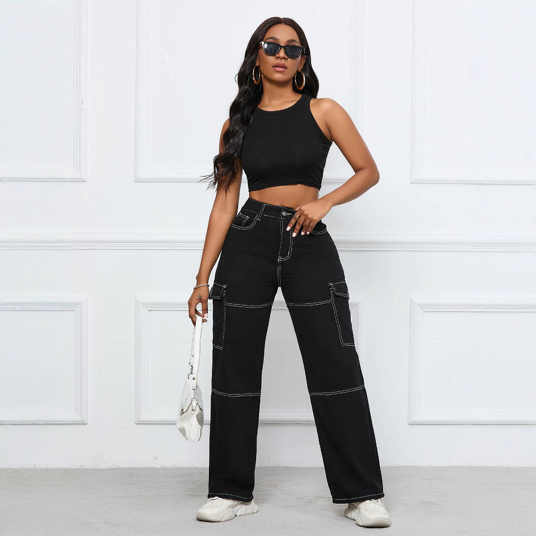 Damen Cargo-Jeans mit weitem Schnitt und praktischen Taschen Stalluxe