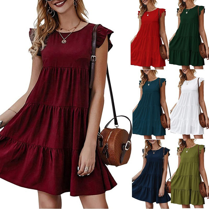 Damen Baumwollkleid mit Volant-Detail und lockerem Schnitt Stalluxe