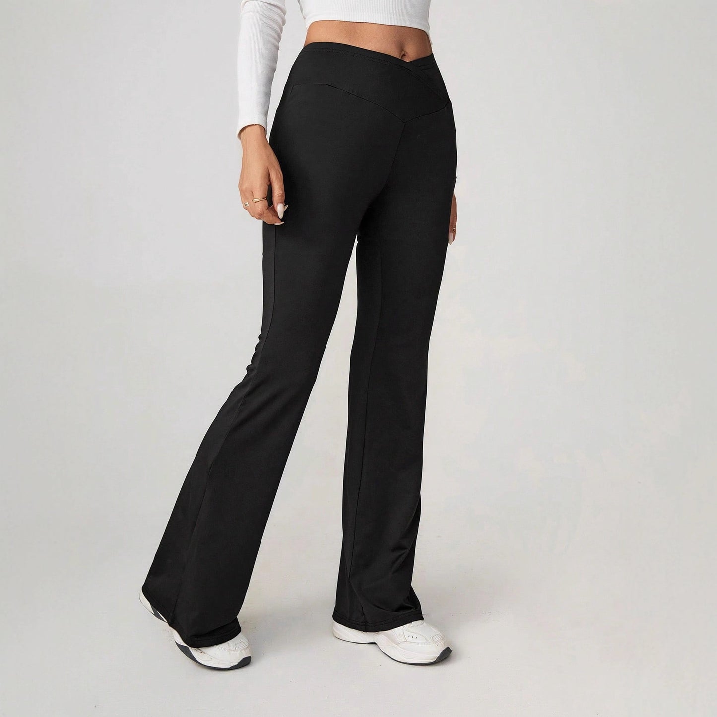 Damen High-Waist Sporthose mit weitem Bein und elastischem Bund Stalluxe