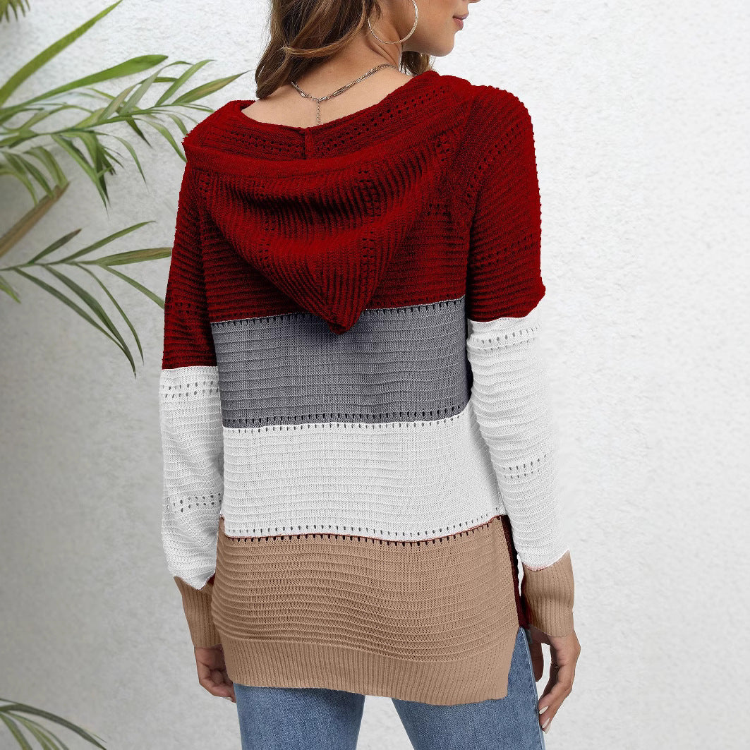 Damen Layered Kapuzenpullover mit atmungsaktiver Struktur und modischem Farbblockdesign Stalluxe