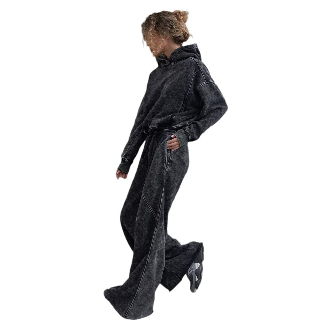 Damen Urbanes Loungewear-Set mit cropped Hoodie und weiten Hosen Stalluxe