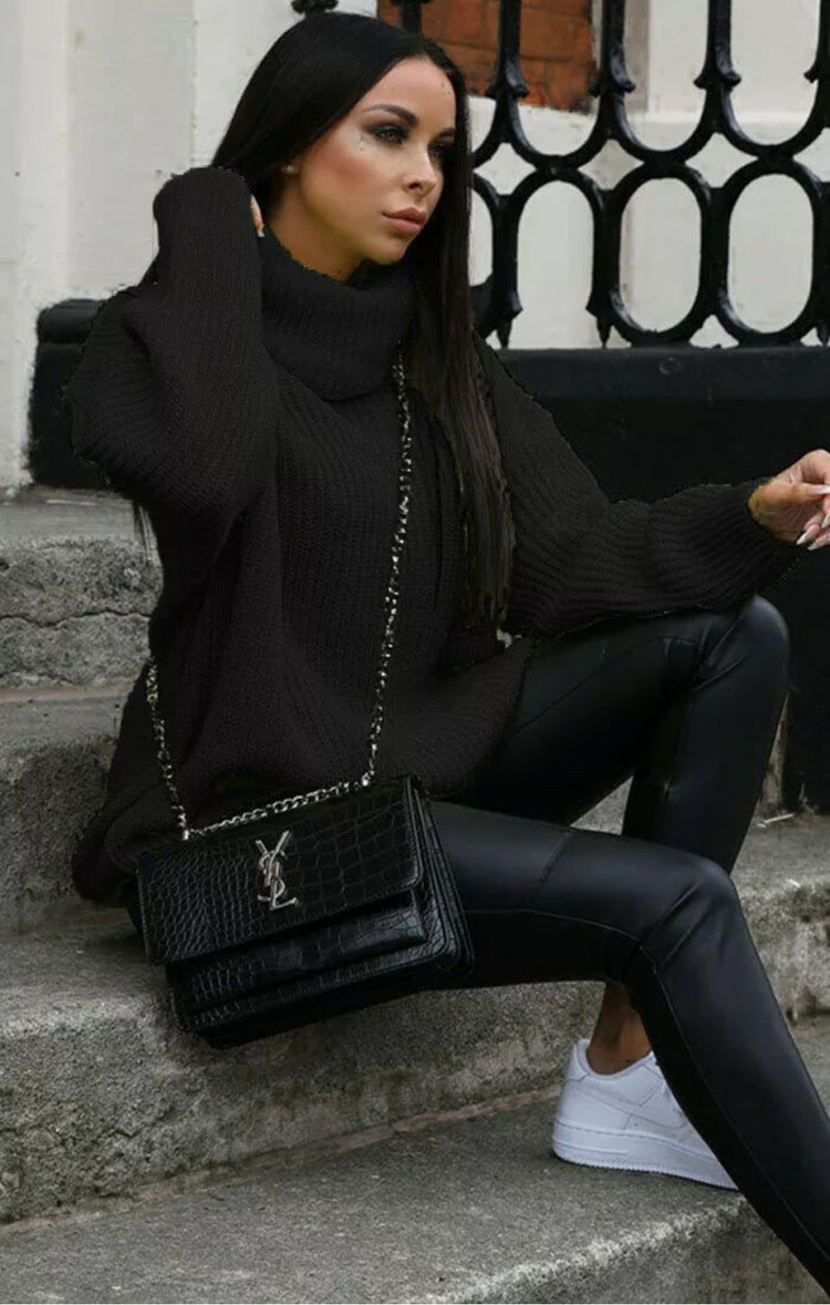 Damen Oversized-Strickpullover mit hohem Kragen und lässigem Schnitt Stalluxe