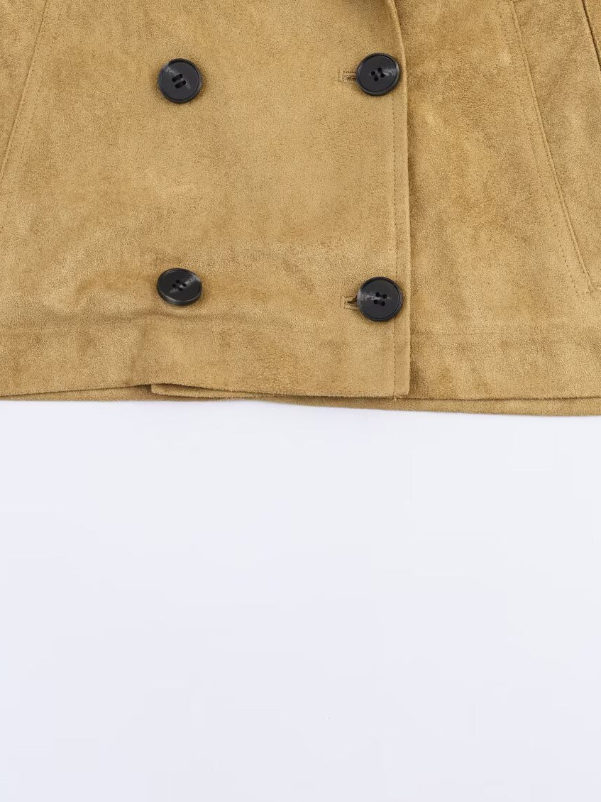 Damen Modische Cropped Trenchjacke mit doppelter Knopfleiste und praktischen Taschen Stalluxe