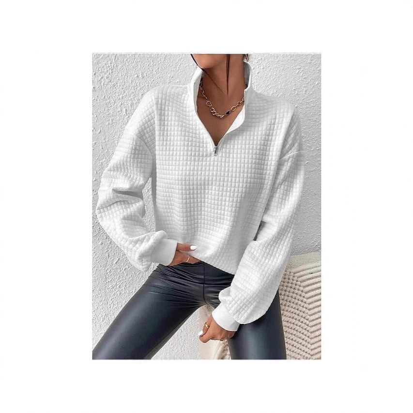 Damen Sweatshirt mit strukturiertem Stoff und Reißverschluss Stalluxe