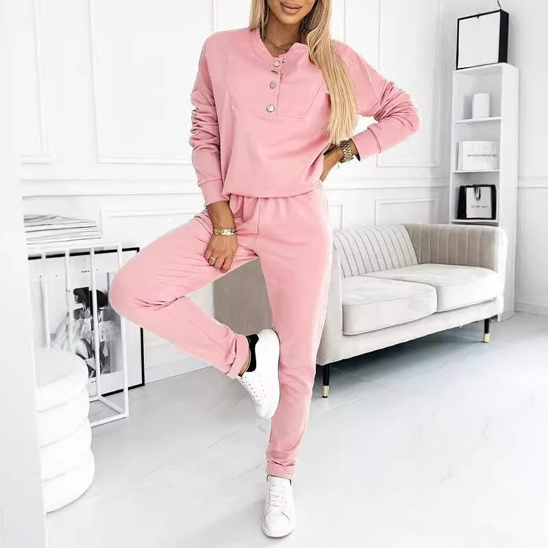 Women's Cozy Button-Up Loungewear Set Stalluxe