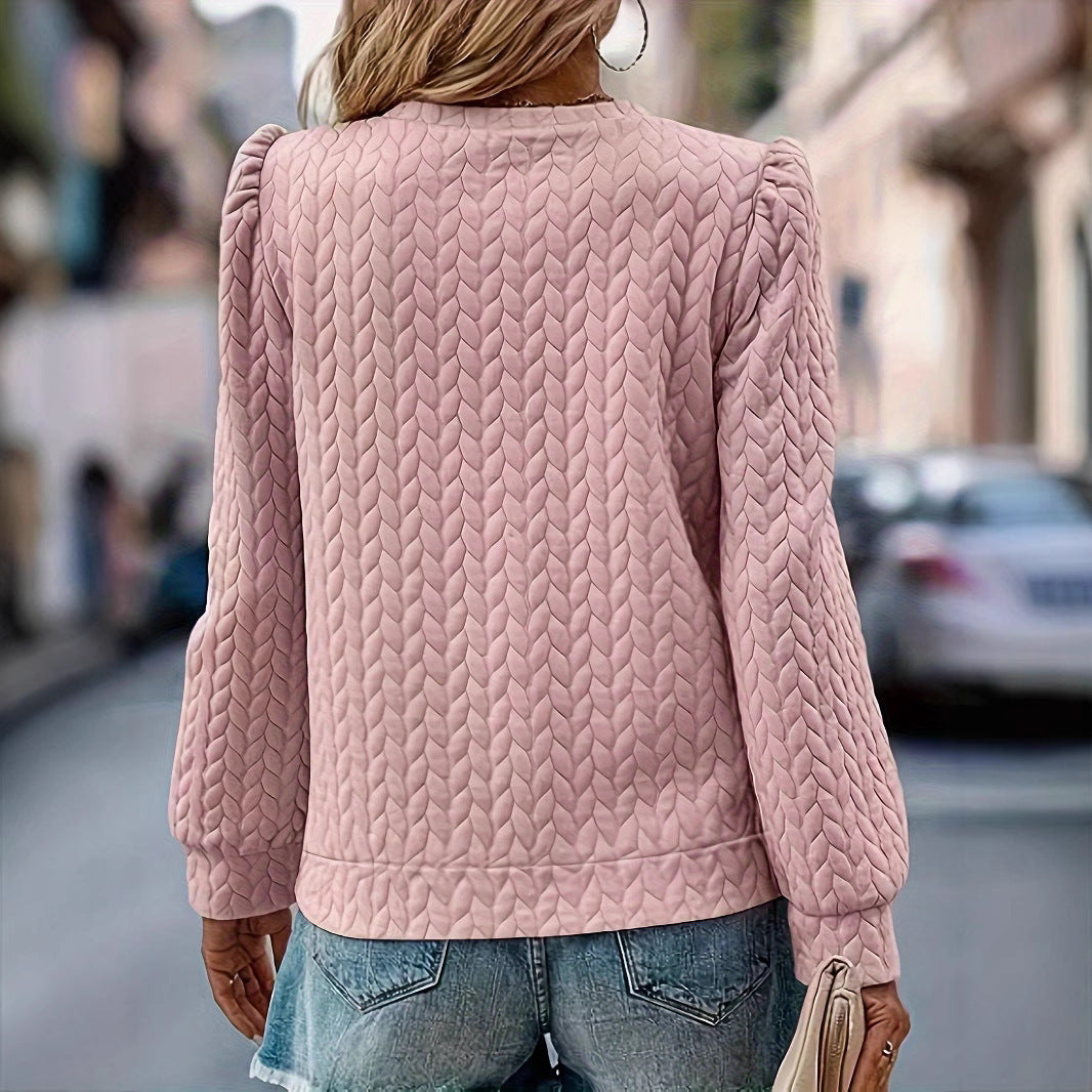 Damen Sweatshirt mit strukturiertem Design und modischen Puffärmeln Stalluxe