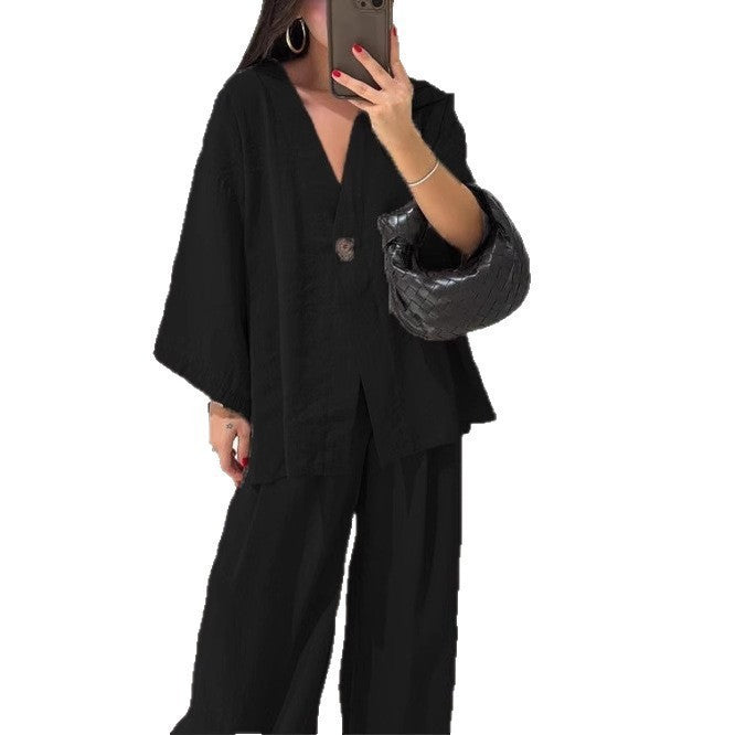Damen lässiges Two-Piece Set mit oversized Schnitt und Knopfverschluss Stalluxe