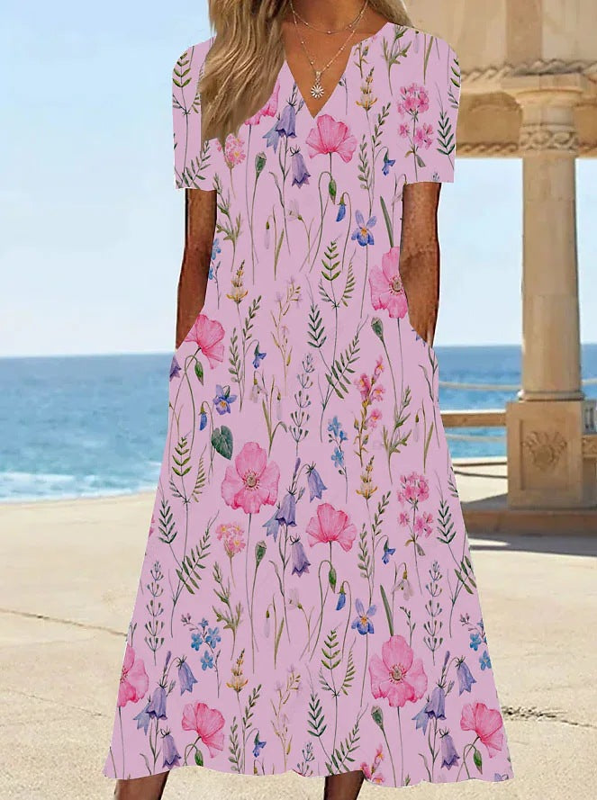 Damen Blumengemusterte Sommerkleid mit Taschen Stalluxe