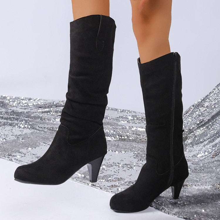 Damen elegante Overknee-Stiefel mit hohem Absatz Stalluxe
