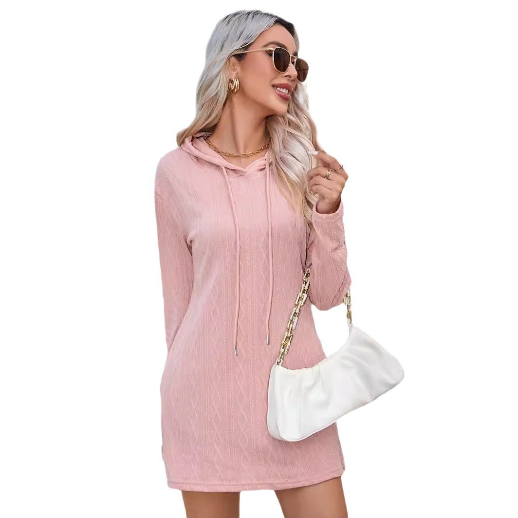 Damen Strickkleid mit Kapuze und modischem Noppenmuster Stalluxe